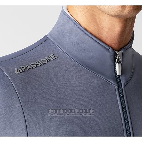 2019 Fahrradbekleidung La Passione Grau Wei Trikot Langarm und Tragerhose